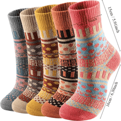 5 Pairs Winter Thermal Socks Cold Weather Thick Cozy Warm Socks