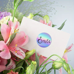 500pcs 1" Laser Smiley Stickers for Boutiques Circular Roll Sealing Stickers