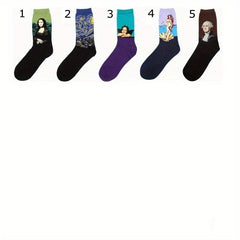 5 Pairs Art Painting Socks For Men Women Novelty Crew Sock
