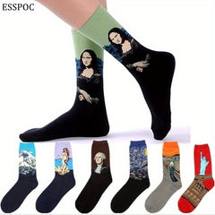 5 Pairs Art Painting Socks For Men Women Novelty Crew Sock