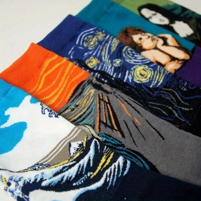 5 Pairs Art Painting Socks For Men Women Novelty Crew Sock