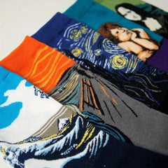 5 Pairs Art Painting Socks For Men Women Novelty Crew Sock