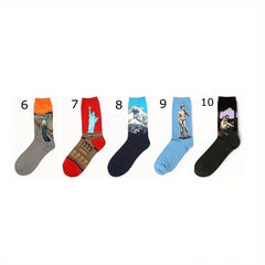 5 Pairs Art Painting Socks For Men Women Novelty Crew Sock