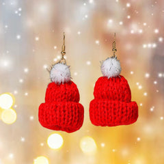 Knitted Small Hat Earrings Retro Party Jewelry Holiday Gift