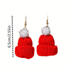 Knitted Small Hat Earrings Retro Party Jewelry Holiday Gift