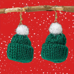 Knitted Small Hat Earrings Retro Party Jewelry Holiday Gift