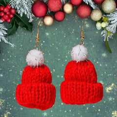 Knitted Small Hat Earrings Retro Party Jewelry Holiday Gift