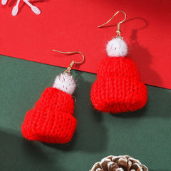 Knitted Small Hat Earrings Retro Party Jewelry Holiday Gift