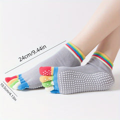Colorful 5-Toe Split Non-Slip Yoga Socks Short Tube Sweat Absorption Grip Socks