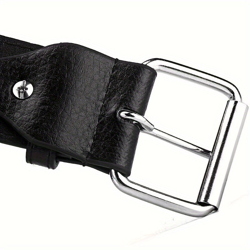Adjustable 41 34in Unisex Waist Belt Rivet Studded Faux Leather Belt Hip Hop