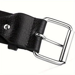 Adjustable 41 34in Unisex Waist Belt Rivet Studded Faux Leather Belt Hip Hop