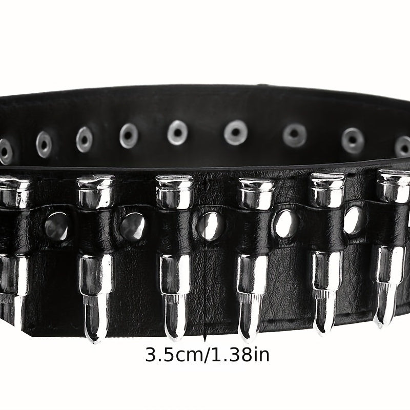 Adjustable 41 34in Unisex Waist Belt Rivet Studded Faux Leather Belt Hip Hop