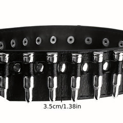 Adjustable 41 34in Unisex Waist Belt Rivet Studded Faux Leather Belt Hip Hop