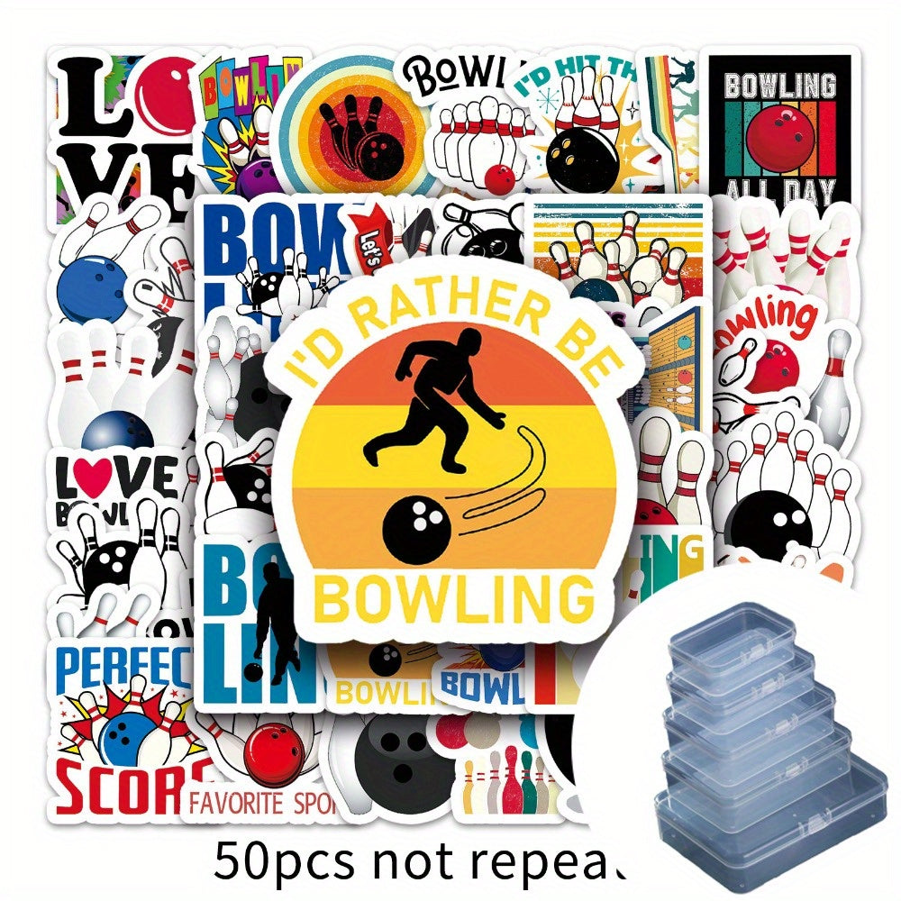 50pcs Bowling Graffiti Stickers DIY Skateboard Luggage Water Bottle