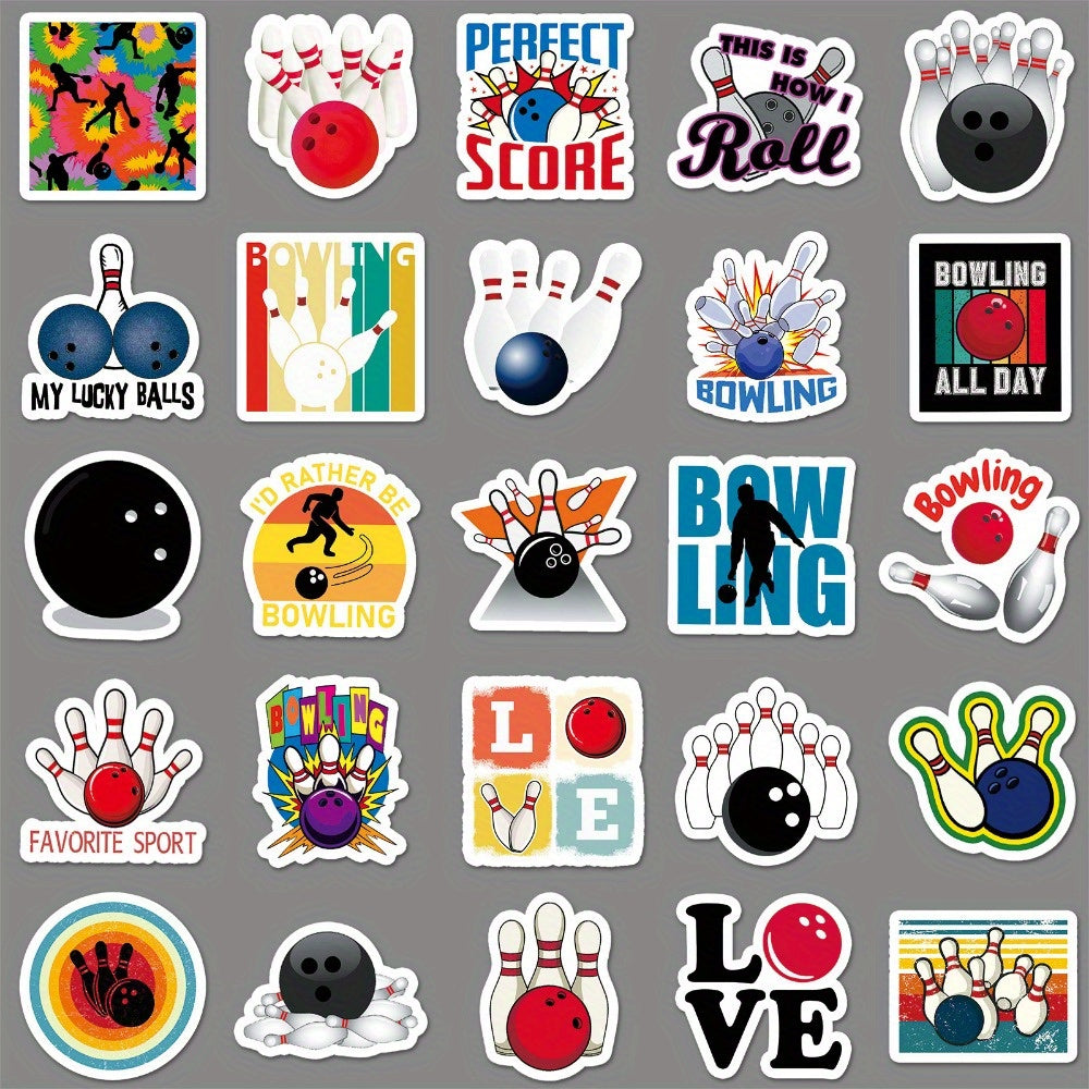 50pcs Bowling Graffiti Stickers DIY Skateboard Luggage Water Bottle