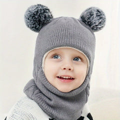 Ear Protection Hat 2 In 1 Knitted Hat And Scarf 1pc