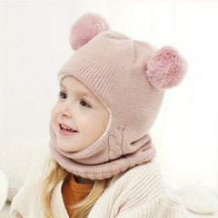 Ear Protection Hat 2 In 1 Knitted Hat And Scarf 1pc