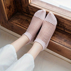 8 Pairs Breathable Mesh Ankle Socks Thin & Hollow Out