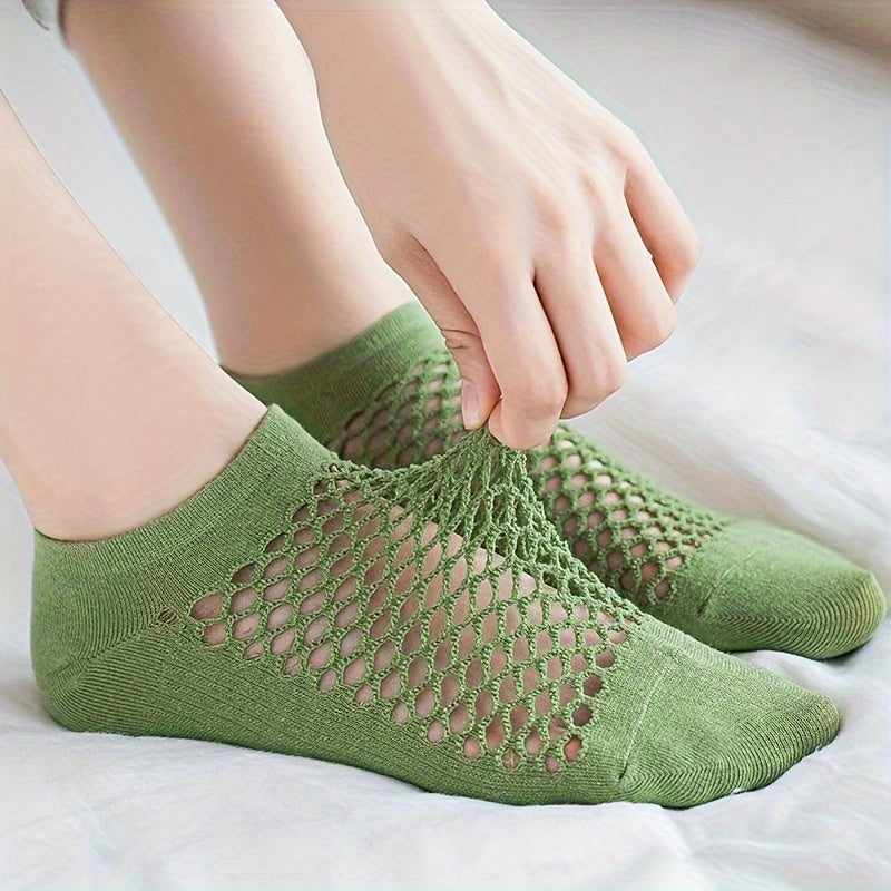 8 Pairs Breathable Mesh Ankle Socks Thin & Hollow Out