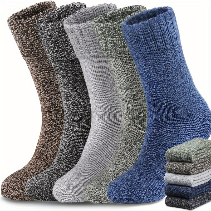 5 Pairs Men's Winter Warm Cotton Socks Crew Thermal Boots US Sizes 7-12