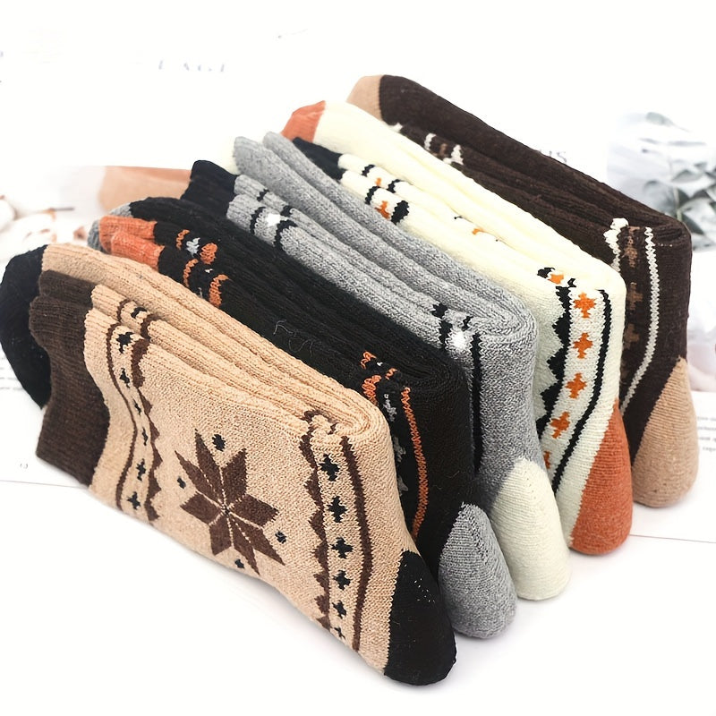 5 Pairs Men's Winter Warm Cotton Socks Crew Thermal Boots US Sizes 7-12