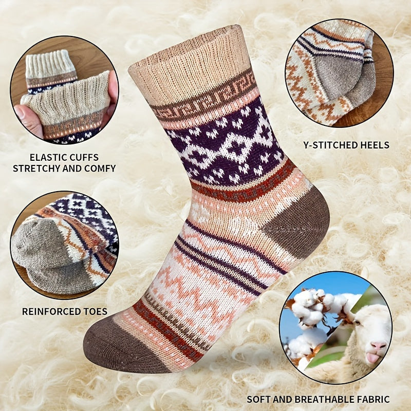 5 Pairs Men's Winter Warm Cotton Socks Crew Thermal Boots US Sizes 7-12