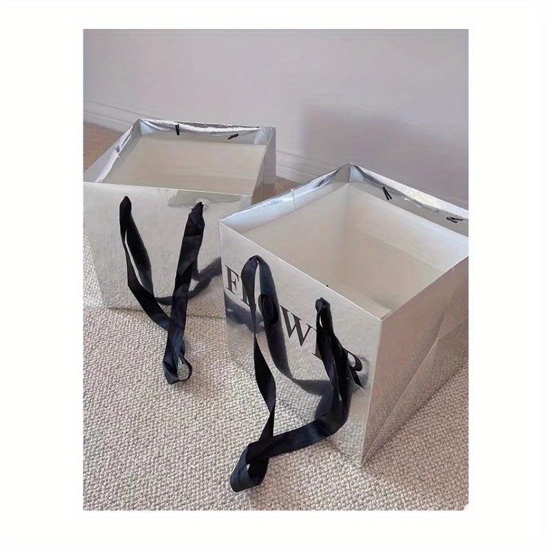 5pcs Silvery Mirror Tote Bag Flower Bouquet Packaging Material