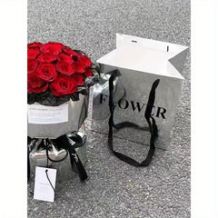 5pcs Silvery Mirror Tote Bag Flower Bouquet Packaging Material