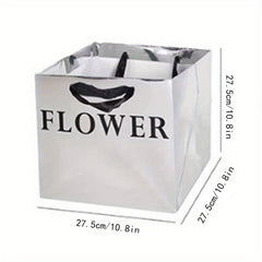 5pcs Silvery Mirror Tote Bag Flower Bouquet Packaging Material