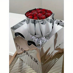 5pcs Silvery Mirror Tote Bag Flower Bouquet Packaging Material