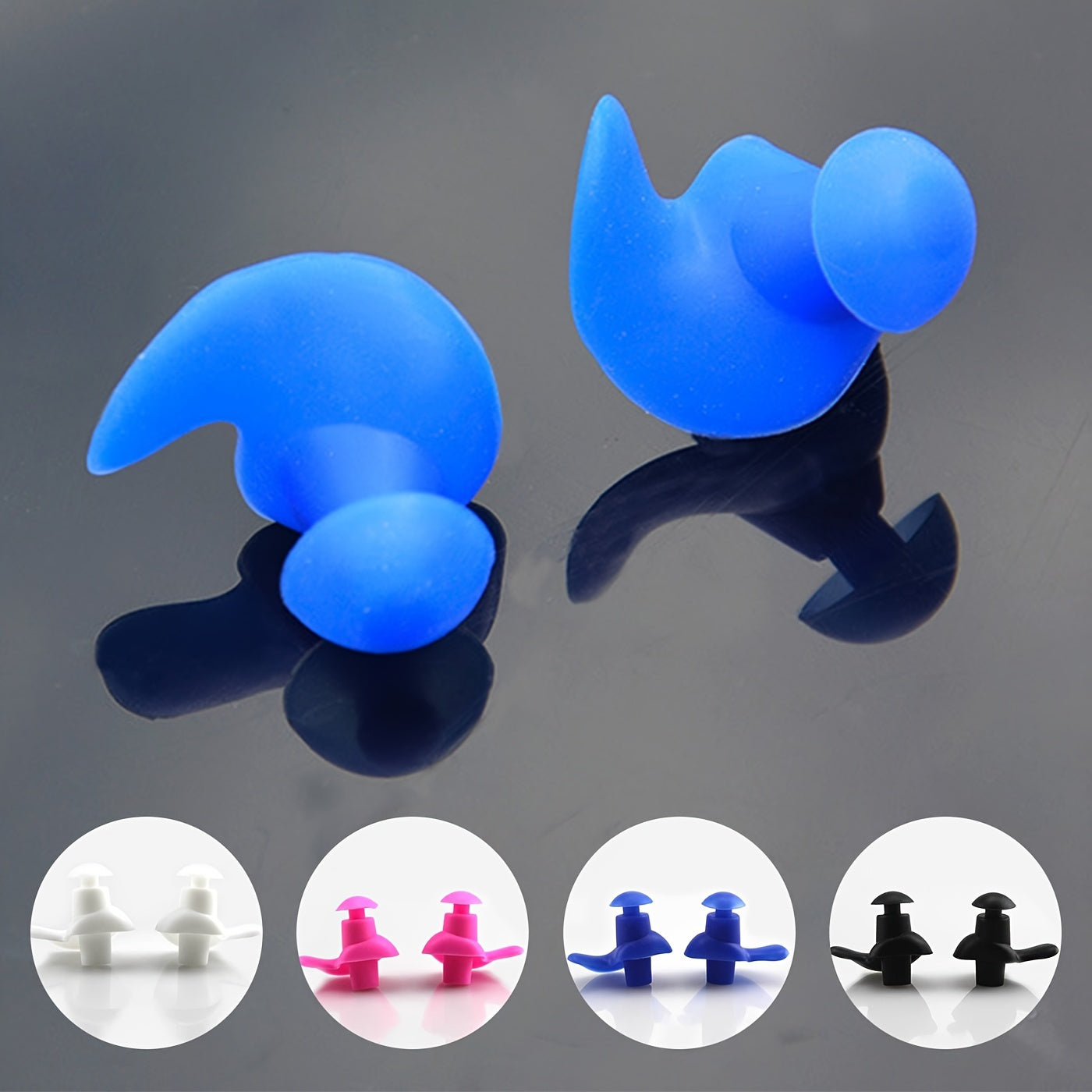 4 Pairs Reusable Silicone Ear Plugs for Swimming, Surfing, Kayaking