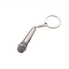 Mini Microphone Key Chain Creative Metal Pendant Ornament