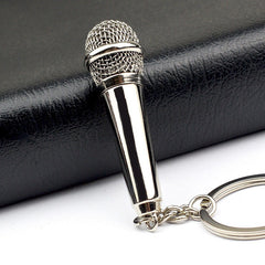 Mini Microphone Key Chain Creative Metal Pendant Ornament