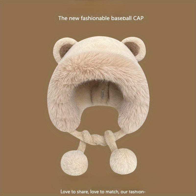 Winter Bear Ears Plush Hat Cycling Coldproof Ear Protection