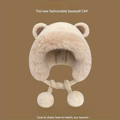 Winter Bear Ears Plush Hat Cycling Coldproof Ear Protection