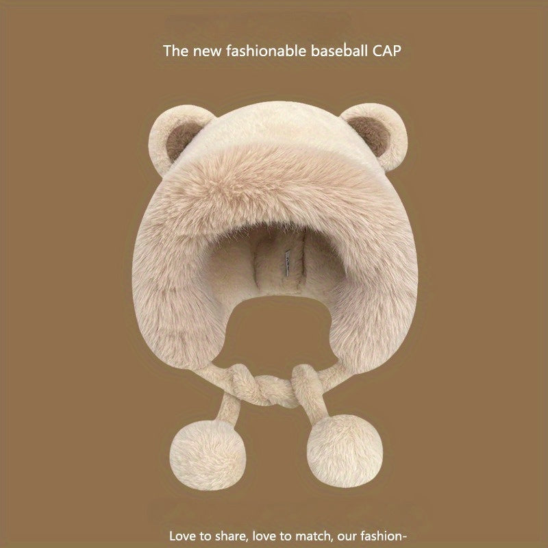 Winter Bear Ears Plush Hat Cycling Coldproof Ear Protection