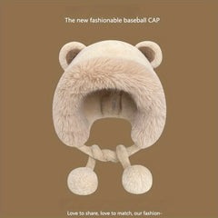 Winter Bear Ears Plush Hat Cycling Coldproof Ear Protection