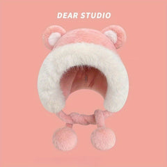 Winter Bear Ears Plush Hat Cycling Coldproof Ear Protection