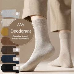 Men's Crew Socks Anti-odor Sweat Absorption Breathable Solid Socks