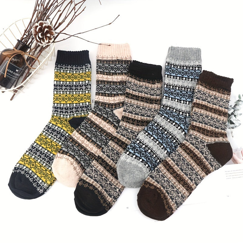 5 Pairs Men's Warm Cotton Thick Winter Crew Socks US Size 7 To 12
