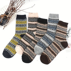 5 Pairs Men's Warm Cotton Thick Winter Crew Socks US Size 7 To 12