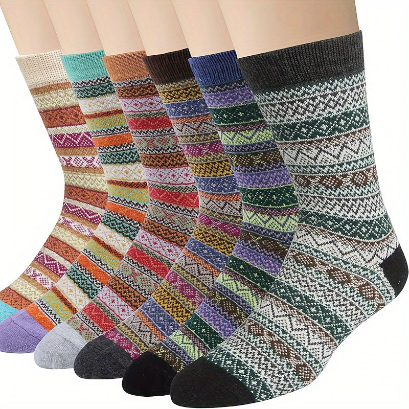 5 Pairs Men's Warm Cotton Thick Winter Crew Socks US Size 7 To 12