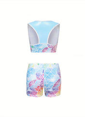 Dreamy Girls 2pcs Gymnastics Suit Comfy Breathable Dance Suit