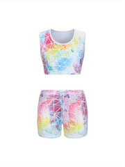 Dreamy Girls 2pcs Gymnastics Suit Comfy Breathable Dance Suit