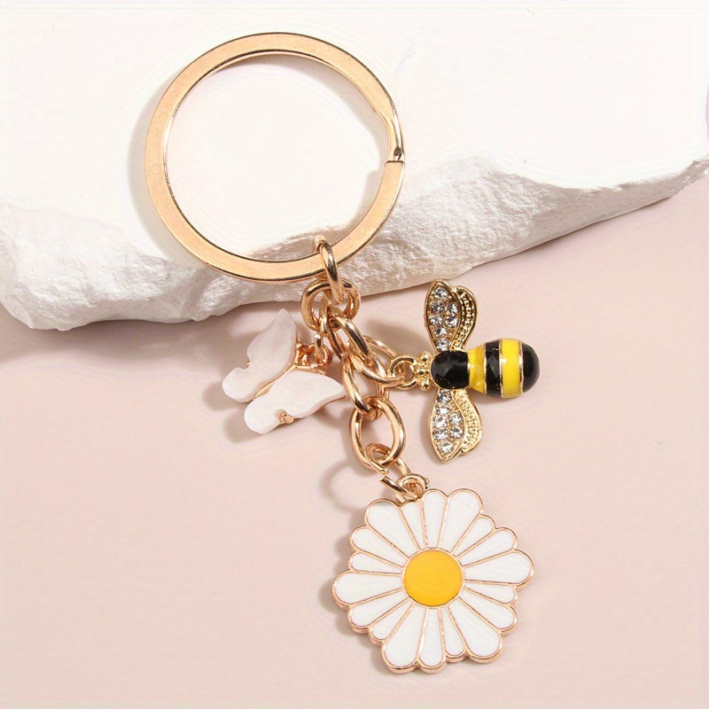 Little Bee Flower Dragonfly Keychain Purse Bag Backpack Pendant