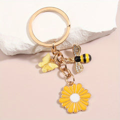 Little Bee Flower Dragonfly Keychain Purse Bag Backpack Pendant