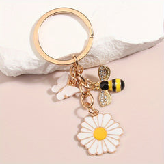 Little Bee Flower Dragonfly Keychain Purse Bag Backpack Pendant