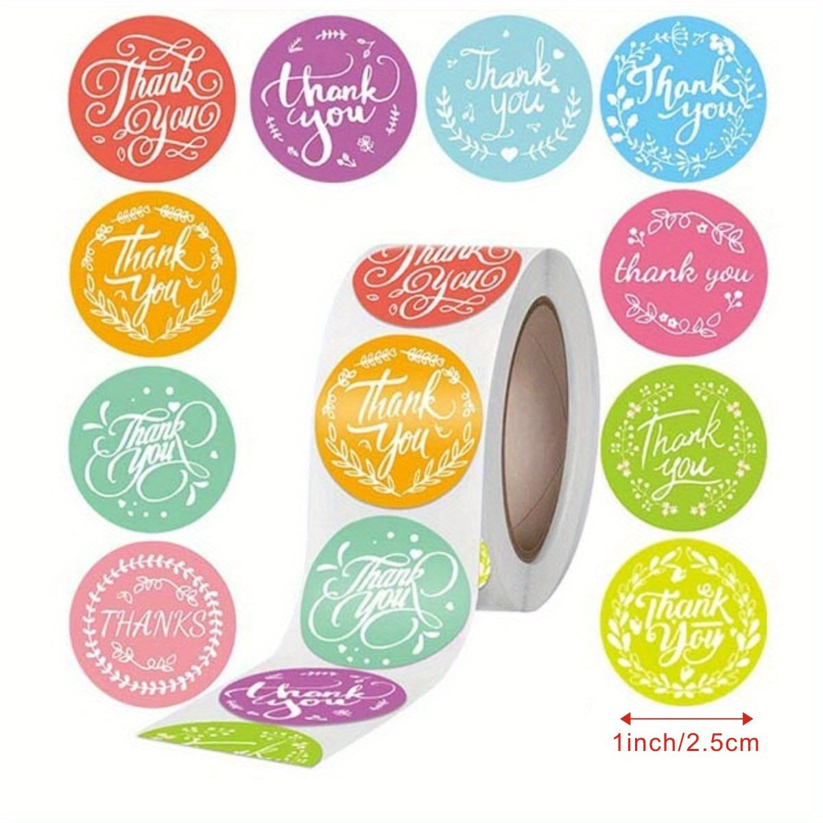 500pcs Thank You Stickers Roll, Cute Cartoon Diy Decoration Stickers