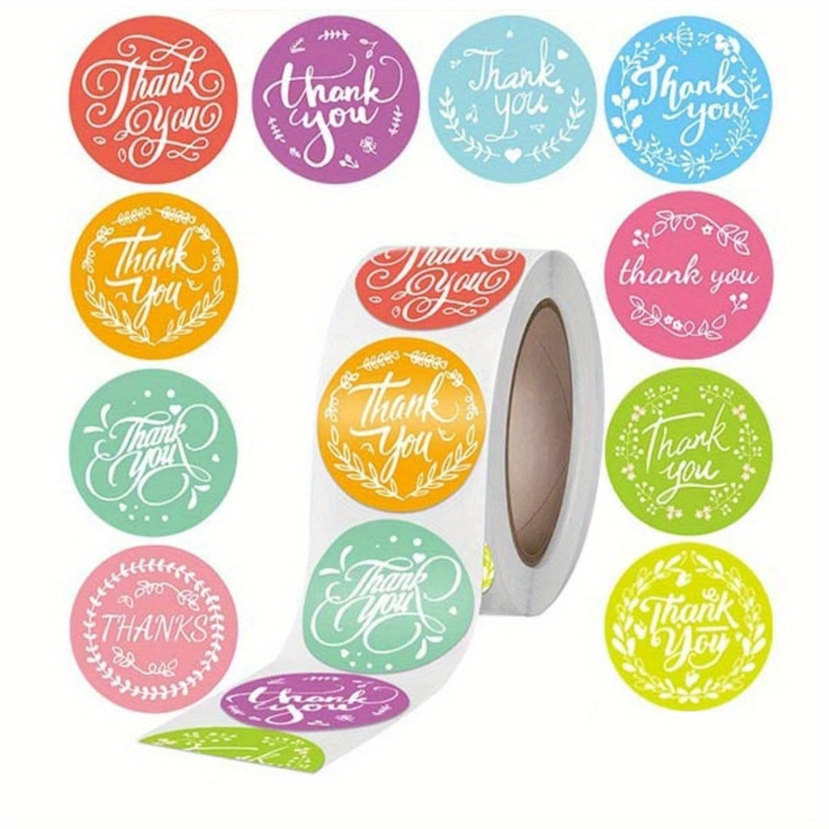 500pcs Thank You Stickers Roll, Cute Cartoon Diy Decoration Stickers