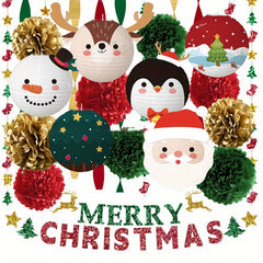 Christmas Lantern Decoration Cartoon Snowman Santa Claus Deer